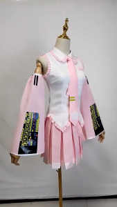 Hatsune Miku Cosplay Costume For kids adult FORMULA Miku Coaplay wig Anime Uniform Cute Girl Pink Dress Full set Halloween costume For Women party prop