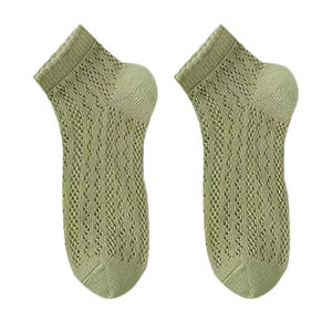 Pure Cotton Breathable Hollow Mesh Short Socks Womens Spring Autumn Summer Thin Tube White Lace Boat Socks Absorb Sweat