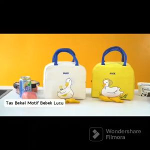 BELLINO -  Lunch Bag Motif Bebek Tahan Panas Dengan Resleting / Tas Bekal Thermal Sekolah Anak Motif Duck Lucu Tahan Panas dan Dingin