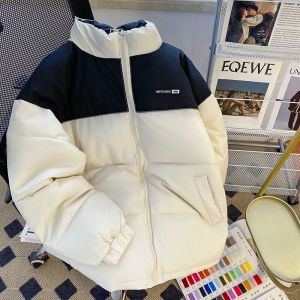 Áo Khoác Cotton Lông Vũ Dày Cho Nam Mùa Đông Thời Trang Phong Cách Mỹ Cổ Đứng Dáng Rộng Thoải Mái Hợp Thời Trang