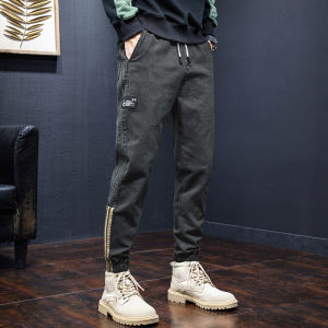 ROMON | กางเกงลำลองชายฤดูใบไม้ผลิและฤดูร้อน ทรงหลวม ทรงทำงาน ทรงฮาราจูกุ ทรงสปอร์ต ยางยืด หัวเข็มขัด กางเกงขายาว ทรงหลวม