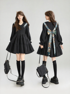 KEIKO | Bow Floral Black Short A-line Skirt