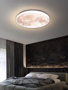 Modern Minimalist Ultra-Thin Moon LED Ceiling Light Bedroom Restaurant Room Iron Art Absorption Lighting Fixture Moon Lamp