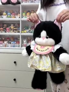 CONUSEA | 45CM Imitation Mink Fur Cat Doll Cute Little Cat with Dress Plushies Plush Stuffed Animal Doll Children Valentine Day Girl Gifts