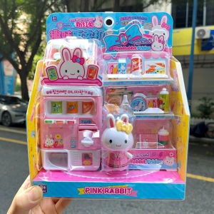 Pink Rabbit Cafe Bunny Boys and Girls Play House Toy Scene Shopping Cute Cake Delicious Snack House