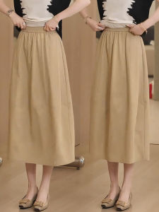 MEITESIJIAONU | Kaki Pleated A-line Women Skirt