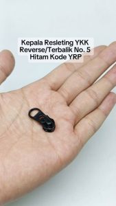 Kepala Resleting Zipper Head YKK Reverse Terbalik Nomor 5 Warna Hitam Pendek Cebol Harga Per 2 Biji Kode YRP