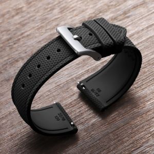 20mm 21/22mm Soft FKM Fluoro Rubber Watchband Premium Fluororubber Watch Strap Waterproof Quick-Release Bracelet Sport Wristband