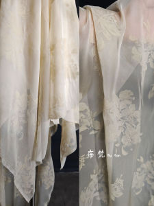 Vải Lụa Tơ Tằm Pha Vải Voan Họa Tiết Hoa Bướm Nhẹ Nhàng Thiết Kế Áo Váy Phong Cách Trung Hoa Nghệ Thuật Mùa Hè Dài Nửa Mét