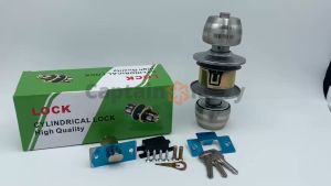 Door Knob Stainless Steel Spherical Doors Lock (With 3 Steel Keys Included)