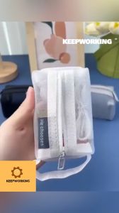 KW Portable Square Mesh Storage Bag Mesh Makeup Bag with Zipper