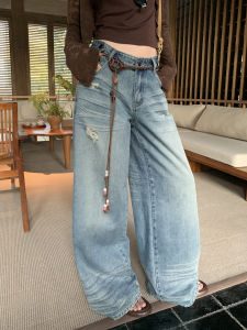 Straight Loose Low-waisted Jeans Blue