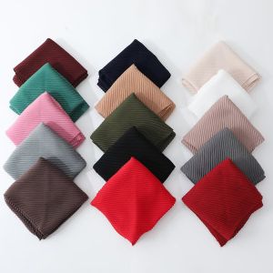 Jifang 90x90cm Plain Pleated Crinkle Wrinkle Cotton Linen Square Scarf Hijab Pashmina Head Wraps Raya Muslim Hijabs Bawal Factory Wholesale Price RR16