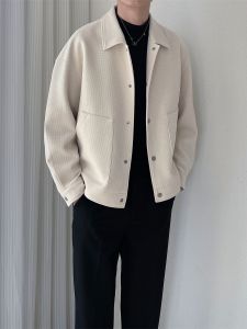 Loose Casual Mens down Jacket Autumn Winter New Style Korean Version Workwear Stand Collar Polyester Fabric Anti-Wrinkle