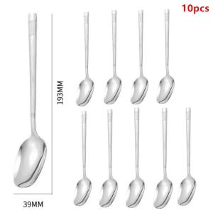 【YY34】10Pcs Stainless Steel Long Handle Stir Spoon Creative Ice Cream Dessert Scoop Cocktail Coffee Tea Mixing Spoon Flatware