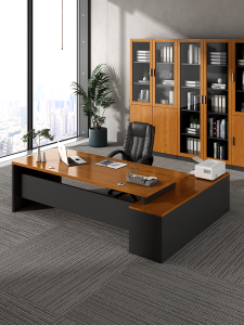 Modern Minimalist Office Desk Chair Combination Executive President Single Large Desk Managerial Desk with Side Table