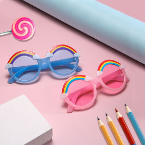 OQ BOGA 5 Styles Kids Fashion Multicolor Rainbow Frame Round Lens Sunglasses Children Eye Protection Sun Glasses UV400