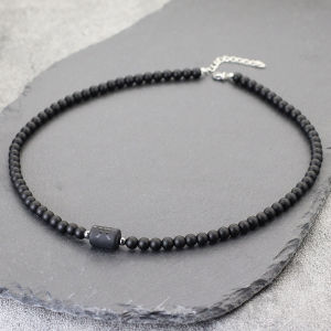 Fashion 12 Constellations Necklace For Men 6mm Black Onyx 19 Inches Stainless Steel Buckle Short Collar Casual Accessories Him
