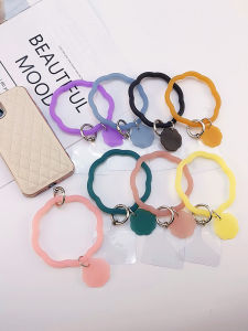 Liquid Silicone Phone Strap Universal Large round Ring Wave Pattern Handheld Mobile Phone Accessory Anti-Loss Wristlet Purple