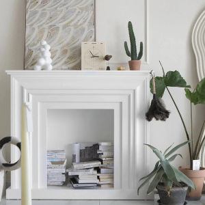 French Style Solid Wood White Fireplace Mantel Curio Cabinet Living Room Minimalist Style Decoration Fireplace Internet Popular Minimalist TV Background Wall