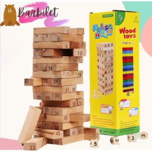 48 PCS Wooden Toys Building block Stacking Family Game for Kids Toys Mainan Budak Lelaki Perempuan (1063)