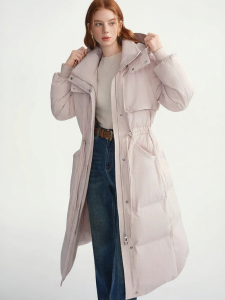 DUSHU | Quilt Down Warm Waist Slimming Hooded Coat