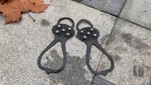 2PCS Outdoor 5-tooth Anti-Slip Snow Ice Climbing Grip Spike Shoes Crampons Ice Snow Ghat Walk Cleats Hiking Mountaineering