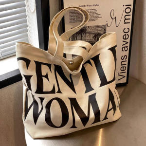 Large Capacity Canvas Tote Bag Womens 2025 New Style Handbag Shopping Bag Letter Pattern Versatile for Students And Casual Use