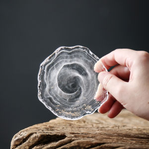 Japanese Style Glass Cup Mat Creative Lacquerware Tea Set Accessories round Shape Tea Cup Base Pad Handmade Small Fresh Element