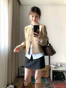 Spring Autumn New Arrival Thickened Short Outerwear Womens Style Unique And Beautiful Commute Style Button Pocket Design