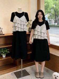 Đầm Kiểu Pháp Giả Hai Mảnh Đốm Tròn Gợi Dáng
