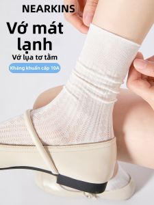 NEARKINS | Vớ Mỏng Mid-calf Lưới Kẻ Hơi Thoáng Mát