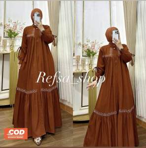 DRESS AZMIR CERUTY MIX PAYET| GAMIS CERUTY POLOS TERLARIS| BAJU PESTA WANITA MASAKINI| GAMIS MOTIF