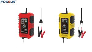 (รุ่นสมาร์ชาร์จ) เครื่องชาร์จแบตรถยนต์ FOXSUR 12V10A ที่ชาร์จแบตรถ ซ่อมแซม ฟื้นฟูค่าCCA แบตเตอรี่ รถยนต์ มอเตอร์ไซด์ ผ่าน มอก.(6-180Ah /7 ระบบ)