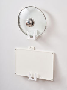 ตู้สำหรับวางฝากระทะแบบติดผนัง ไม่มีรอย ช่องเก็บของแบบอเนกประสงค์ อุปกรณ์ทำอาหารในครัว จัดระเบียบแบบไม่มีรอย ติดผนัง