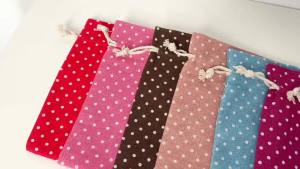 GiftsEden Túi Vải Lanh Cotton Chấm Bi Đáng Yêu 10 CÁI/40 CÁI 9 Kích Cỡ Túi Vải Canvas Làm Quà Tặng Tiệc Cưới Túi Đựng Quà Cưới Có Thể Gập Lại Cho Nhiều Dịp Khác Nhau