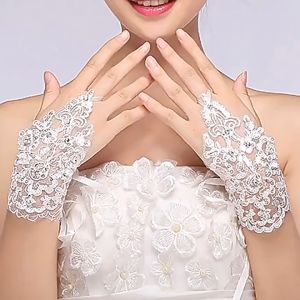 1 Pair Girls Princess Gloves Pearl Lace Gloves Dress Glove Fingerless Bridal Dress Glove For Wedding
