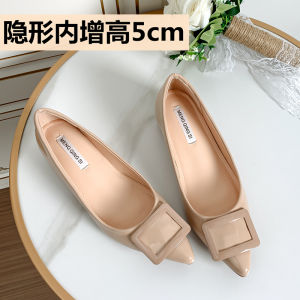 Elegant Soft Bottom Flat Heels Womens Shoes Invisible Heightening Slip-On Casual Fashion Korean Style Sharp Pointed Toe