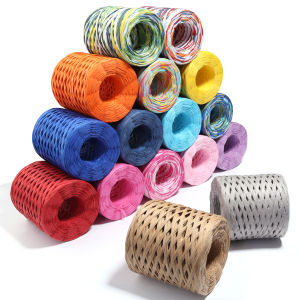200M/Roll Raffia Paper Yarn Colorful Paper Braided Rope For Handmade Craft Knitting Crocheting Threads DIY Bouquet Gifts Packing