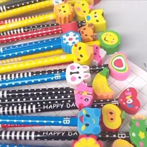 10 Bút chì gỗ kèm đầu tẩy hoạt hình dễ thương cho bé đồ dùng học tập dễ thương văn phòng phẩm quà tặng học sinh-HAUSE