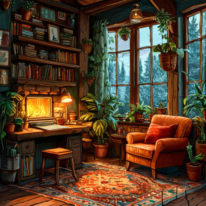 Huacan Full Square Round Diamond Painting Wooden Cabin Study Room Diamond Mosaic Landscape Complete Kit Handmade Gift