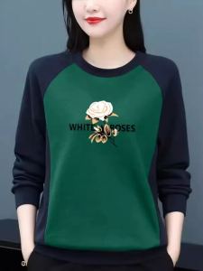 เสื้อยืดคอกลมแขนยาวผู้หญิง ผ้าขนแกะสองด้าน ทรงหลวม ทรงหลวม เสื้อสเวตเตอร์แฟชั่นฤดูใบไม้ผลิและฤดูใบไม้ร่วง