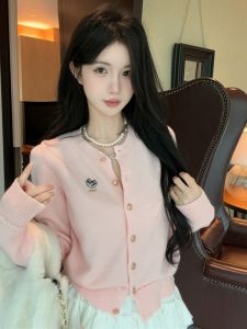 GUZILIAN | Girly Spicy Style Bear Embroidery Sweater Coat