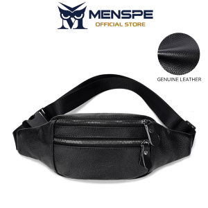 MENSPE Mens Chest Bag Genuine Leather Waist Bag  Fashion  Sports Bag Large Capacity Casual Bag Outdoor Fitness Bag Travel Bag Business Bag