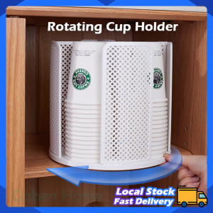 Disposable Paper Cup Holder Rotating Coffee Cup Dispenser 4 Compartment Detachable Kitchen Office Cup Holder