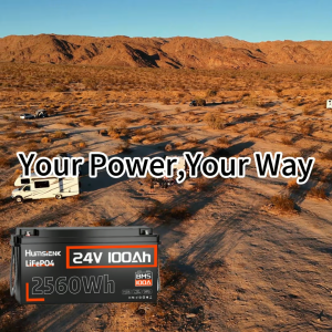 Humsienk 24V 100Ah แบตเตอรี่ lifepo4 Lithium Battery 100A BMSA + Cells แบตโซลาร์เซลล์ Max.2560Wh แบตเตอรี่โซล่า สำหรับการจัดเก็บพลังงานที่บ้าน เรือ และรถบ้าน แบตลิเธียม