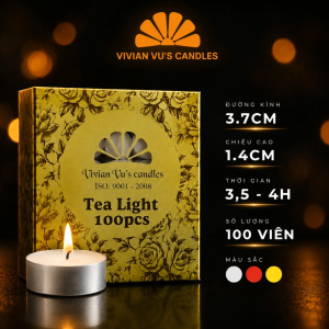 Hộp 100 Viên Nến Tealight Ép 3.7x1.4cm Cao Cấp Vivian Vus Candles - Nến Trang Trí Decor