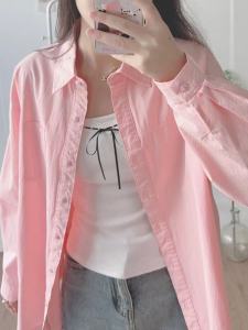 Áo Sơ Mi Cotton Dài Tay Rộng Rãi Phong Cách Hàn Quốc Dành Cho Nữ Áo Khoác Ngoài Thường Ngày Áo Khoác Cardigan Mùa Xuân Thu
