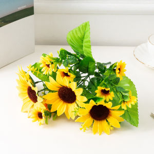 Artificial Fabric Sunflower Heads Yellow Sunflower for Home Garden Craft DIY Art Wedding Party Decor