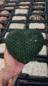 Waiwai Tas Pesta Wanita Import Heart Jinjing Mewah Berkilau CRHeart Clutch